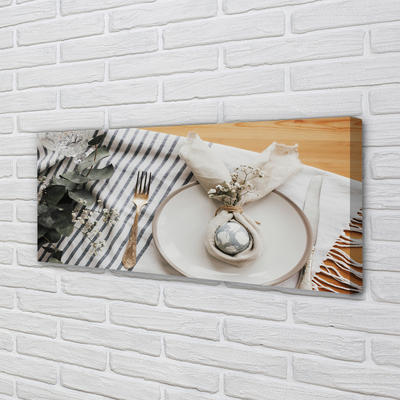 Quadro em tela Prato de flor de ovo