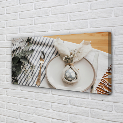 Quadro em tela Prato de flor de ovo