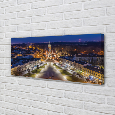 Pintura em tela Panorama da igreja noturna de Cracóvia
