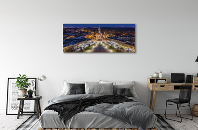 Pintura em tela Panorama da igreja noturna de Cracóvia