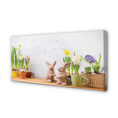 Quadro em tela Coelhos de flores