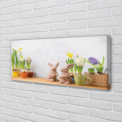 Quadro em tela Coelhos de flores