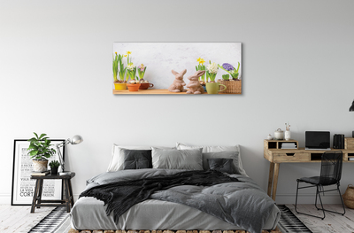Quadro em tela Coelhos de flores