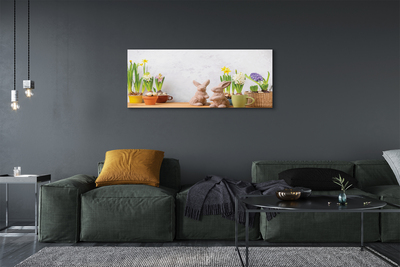 Quadro em tela Coelhos de flores