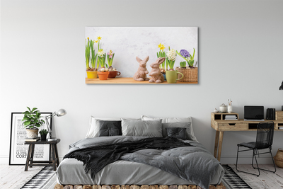 Quadro em tela Coelhos de flores