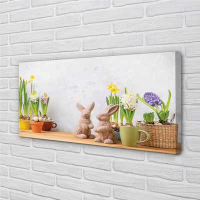 Quadro em tela Coelhos de flores