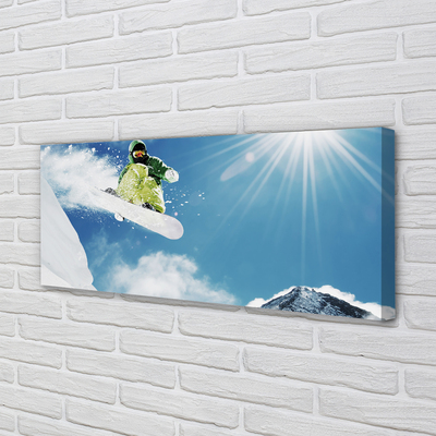 Pintura em tela Homem de snowboard nas montanhas