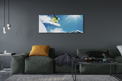 Pintura em tela Homem de snowboard nas montanhas
