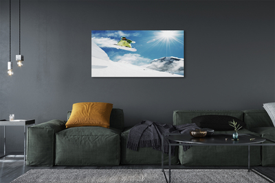 Pintura em tela Homem de snowboard nas montanhas