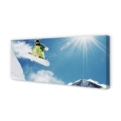 Pintura em tela Homem de snowboard nas montanhas