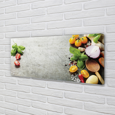 Pintura em tela Pimenta, sal, cebola roxa