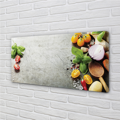 Pintura em tela Pimenta, sal, cebola roxa