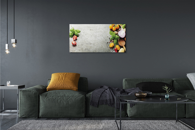 Pintura em tela Pimenta, sal, cebola roxa