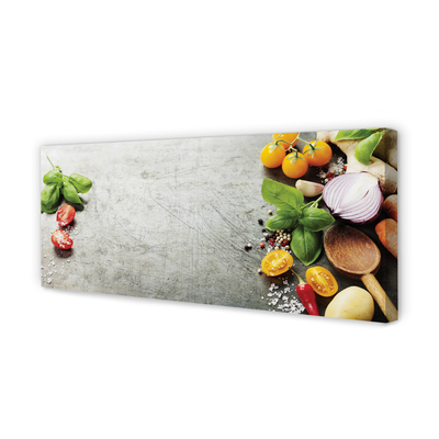 Pintura em tela Pimenta, sal, cebola roxa