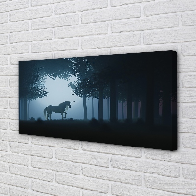 Pintura em tela Unicórnio da noite da floresta