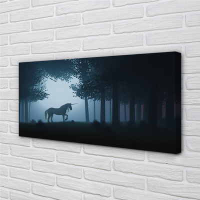 Pintura em tela Unicórnio da noite da floresta