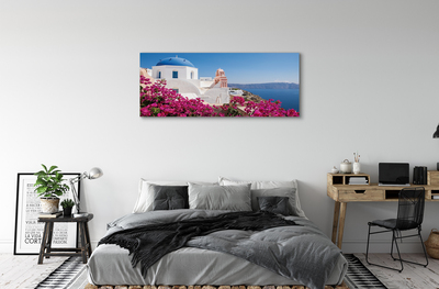Quadro em tela Grécia Flores Mar Edifícios