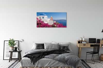 Quadro em tela Grécia Flores Mar Edifícios