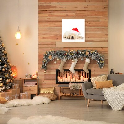 Quadro em tela Chapéu de Papai Noel para filhotes de inverno
