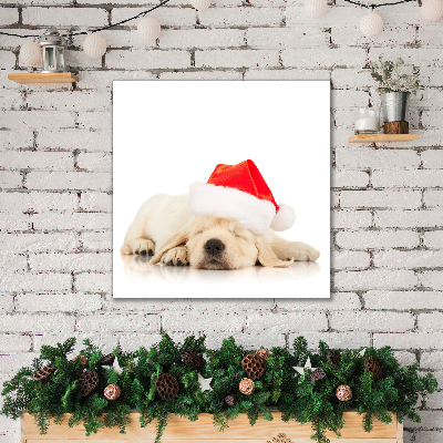 Quadro em tela Chapéu de Papai Noel para filhotes de inverno