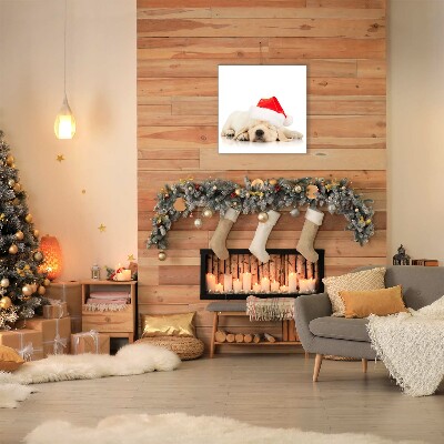 Quadro em tela Chapéu de Papai Noel para filhotes de inverno