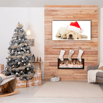 Quadro em tela Chapéu de Papai Noel para filhotes de inverno