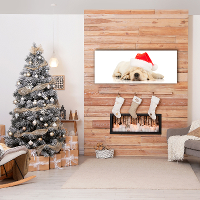 Quadro em tela Chapéu de Papai Noel para filhotes de inverno