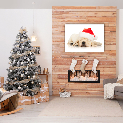 Quadro em tela Chapéu de Papai Noel para filhotes de inverno