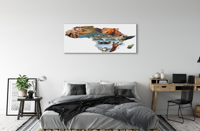 Quadro em tela zebra girafa tigre