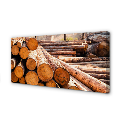 Pintura em tela Armazenamento de toras de madeira