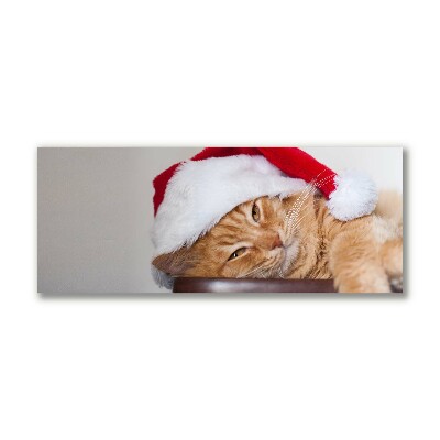 Quadro de parede em tela Chapéu de Papai Noel Gato Natal