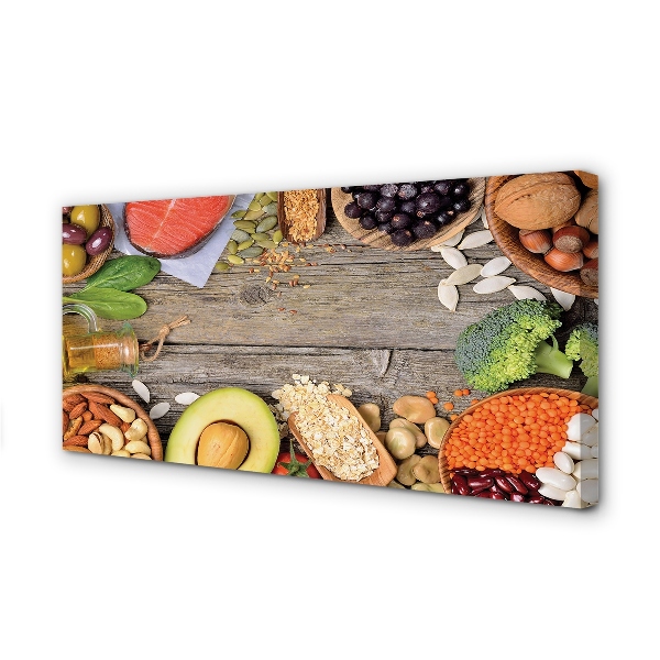 Pintura em tela Feijão brócolis abacate nozes