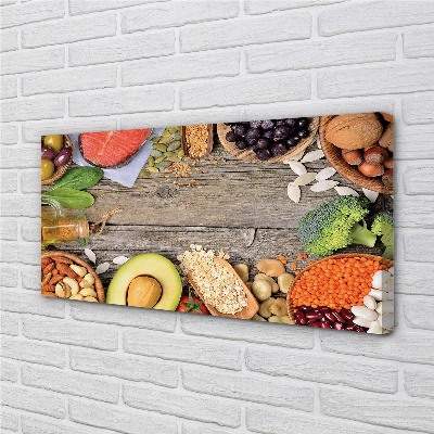 Pintura em tela Feijão brócolis abacate nozes