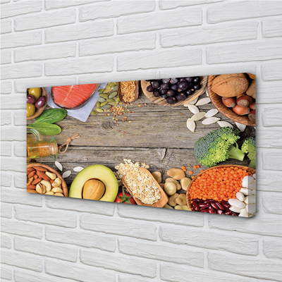 Pintura em tela Feijão brócolis abacate nozes