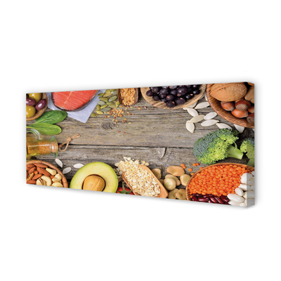 Pintura em tela Feijão brócolis abacate nozes