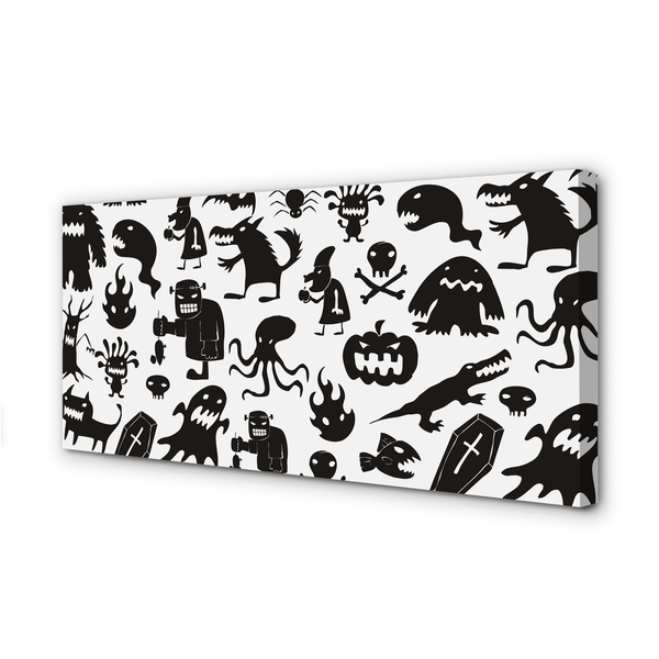 Quadro em tela Criaturas pretas com fundo branco