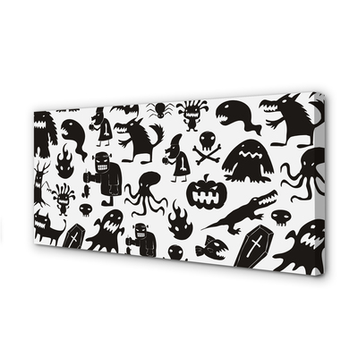 Quadro em tela Criaturas pretas com fundo branco