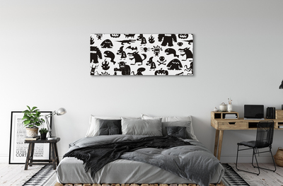 Quadro em tela Criaturas pretas com fundo branco