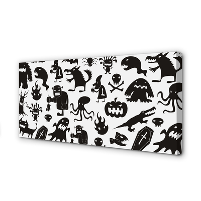 Quadro em tela Criaturas pretas com fundo branco