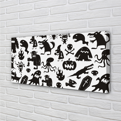 Quadro em tela Criaturas pretas com fundo branco