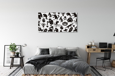 Quadro em tela Criaturas pretas com fundo branco