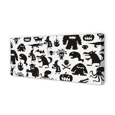 Quadro em tela Criaturas pretas com fundo branco