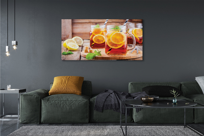 Quadro em tela Chá frio com canudos cítricos