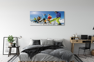 Quadro em tela Esquiadores nas montanhas de inverno
