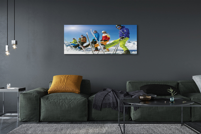 Quadro em tela Esquiadores nas montanhas de inverno