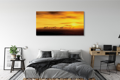 Quadro em tela Girafa árvore nuvens céu