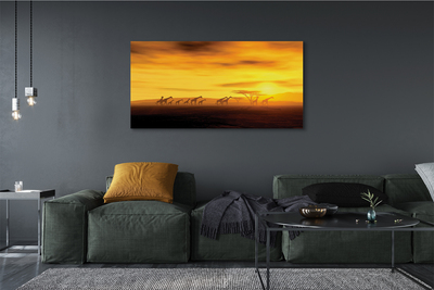 Quadro em tela Girafa árvore nuvens céu