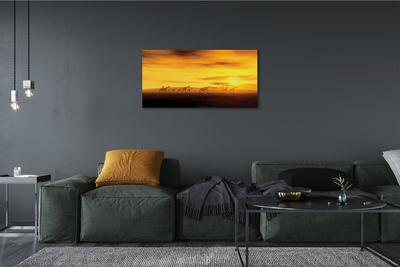 Quadro em tela Girafa árvore nuvens céu