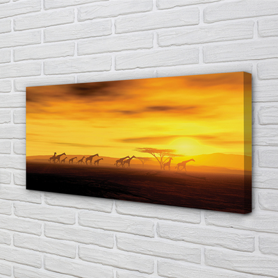 Quadro em tela Girafa árvore nuvens céu