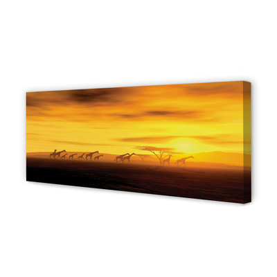 Quadro em tela Girafa árvore nuvens céu